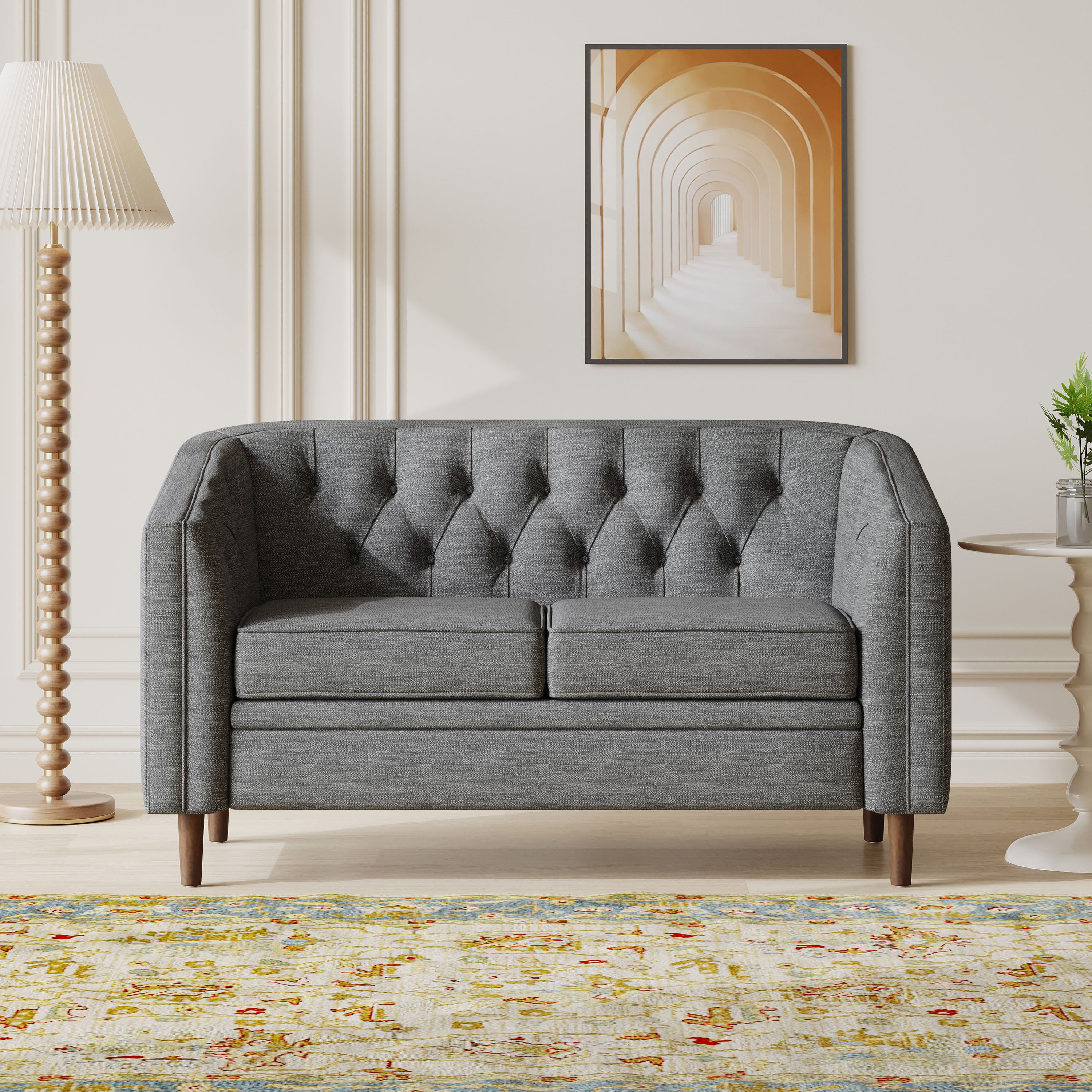Sophisticated Loveseat with Diamond-Stitched Detailing
