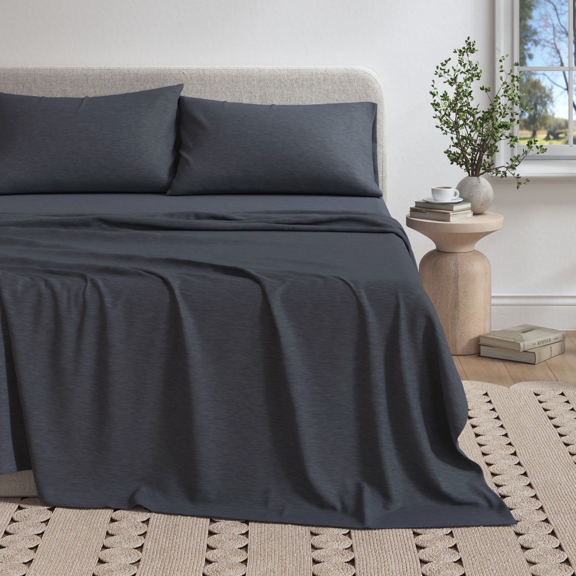 Cotton Heathered Melange Jersey Knit Sheet Set