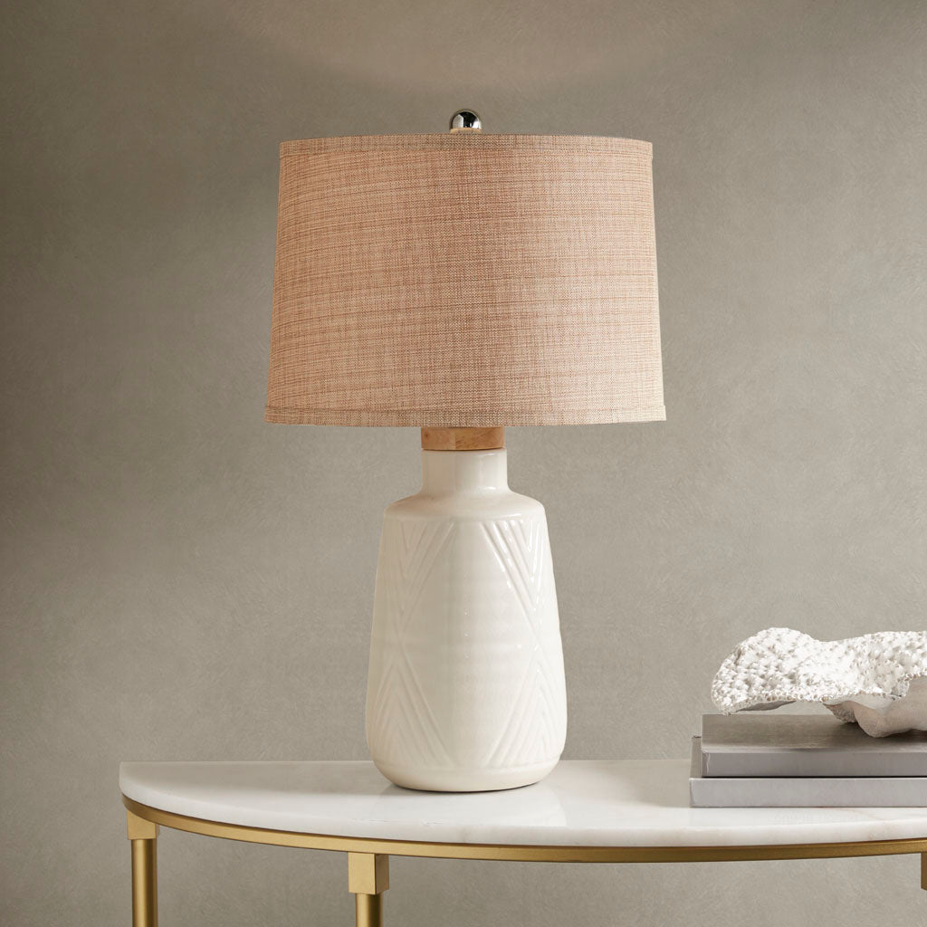 Table Lamp with Round Finial and Ceramic Base - Table Lamps
