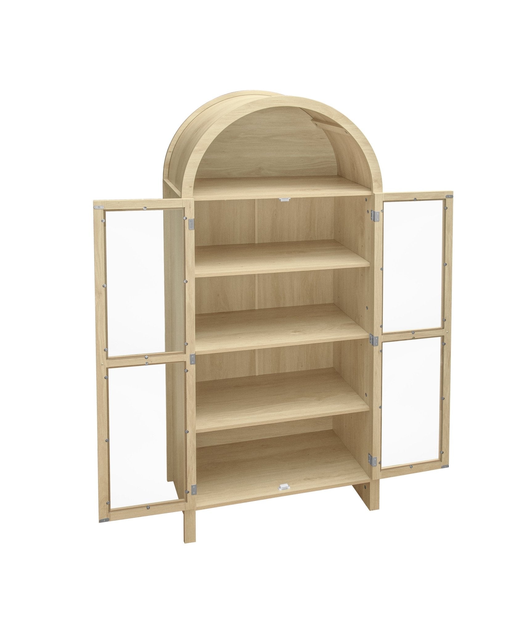 Tall Arched Display Cabinet with 2 Glass Doors and Adjustable Shelves - Cabinets