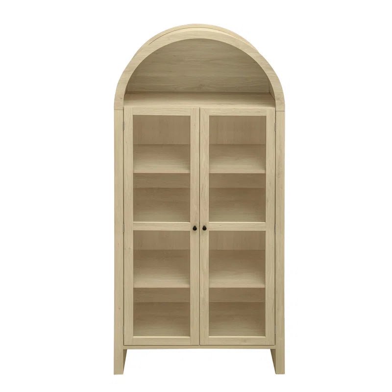 Tall Arched Display Cabinet with 2 Glass Doors and Adjustable Shelves - Cabinets