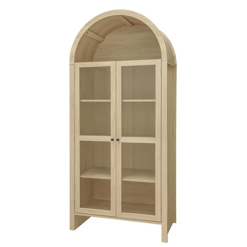 Tall Arched Display Cabinet with 2 Glass Doors and Adjustable Shelves - Cabinets