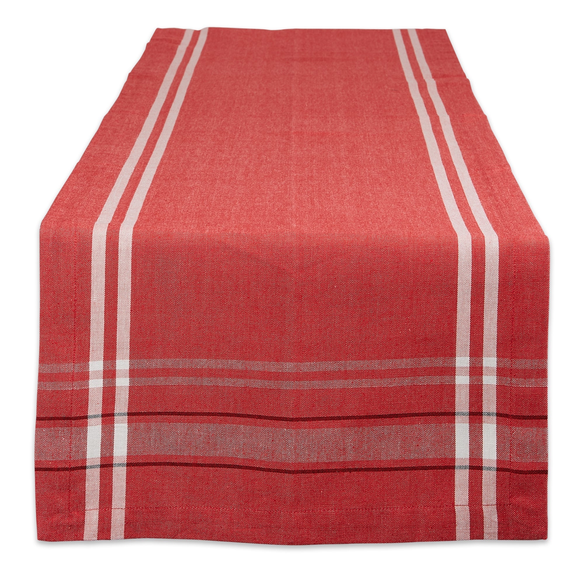 Tango Red Chambray French Stripe Table Runner 14X108 - Table Runners