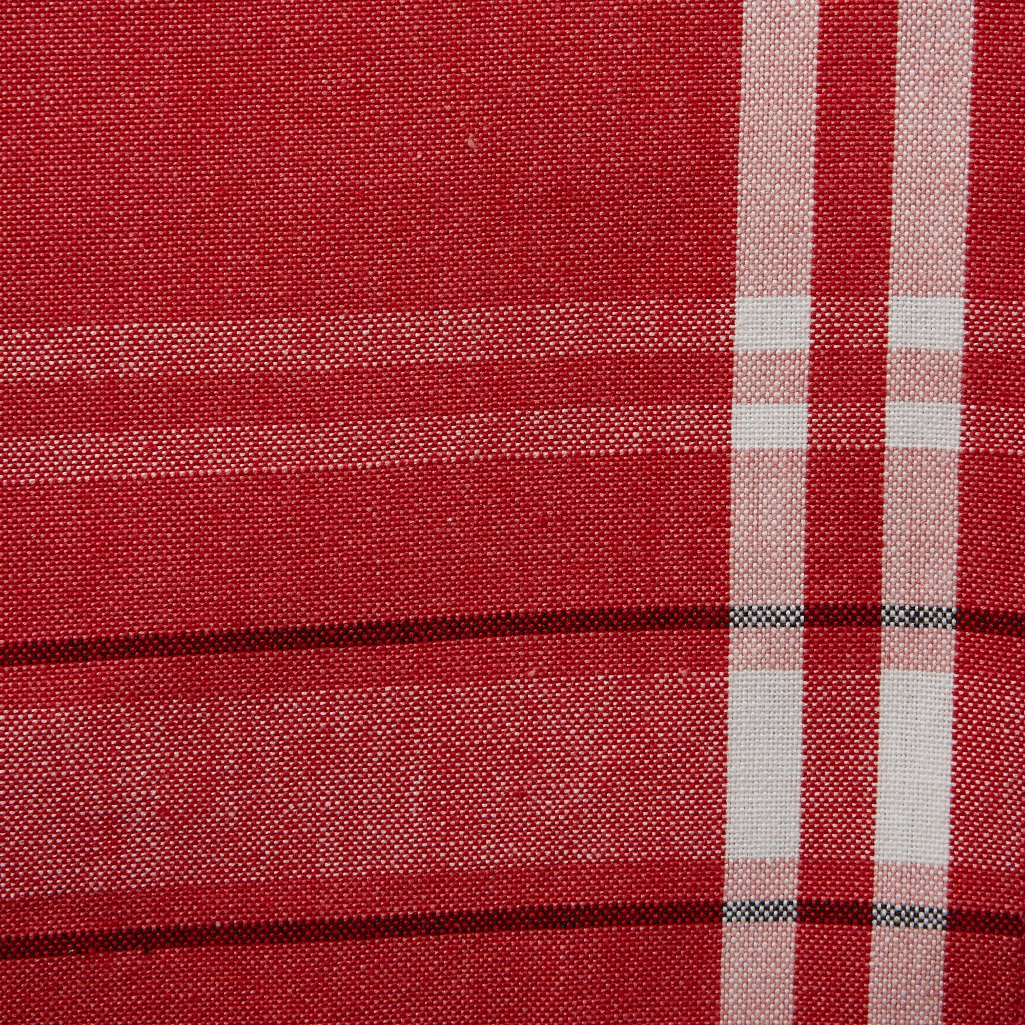 Tango Red Chambray French Stripe Table Runner 14X108 - Table Runners