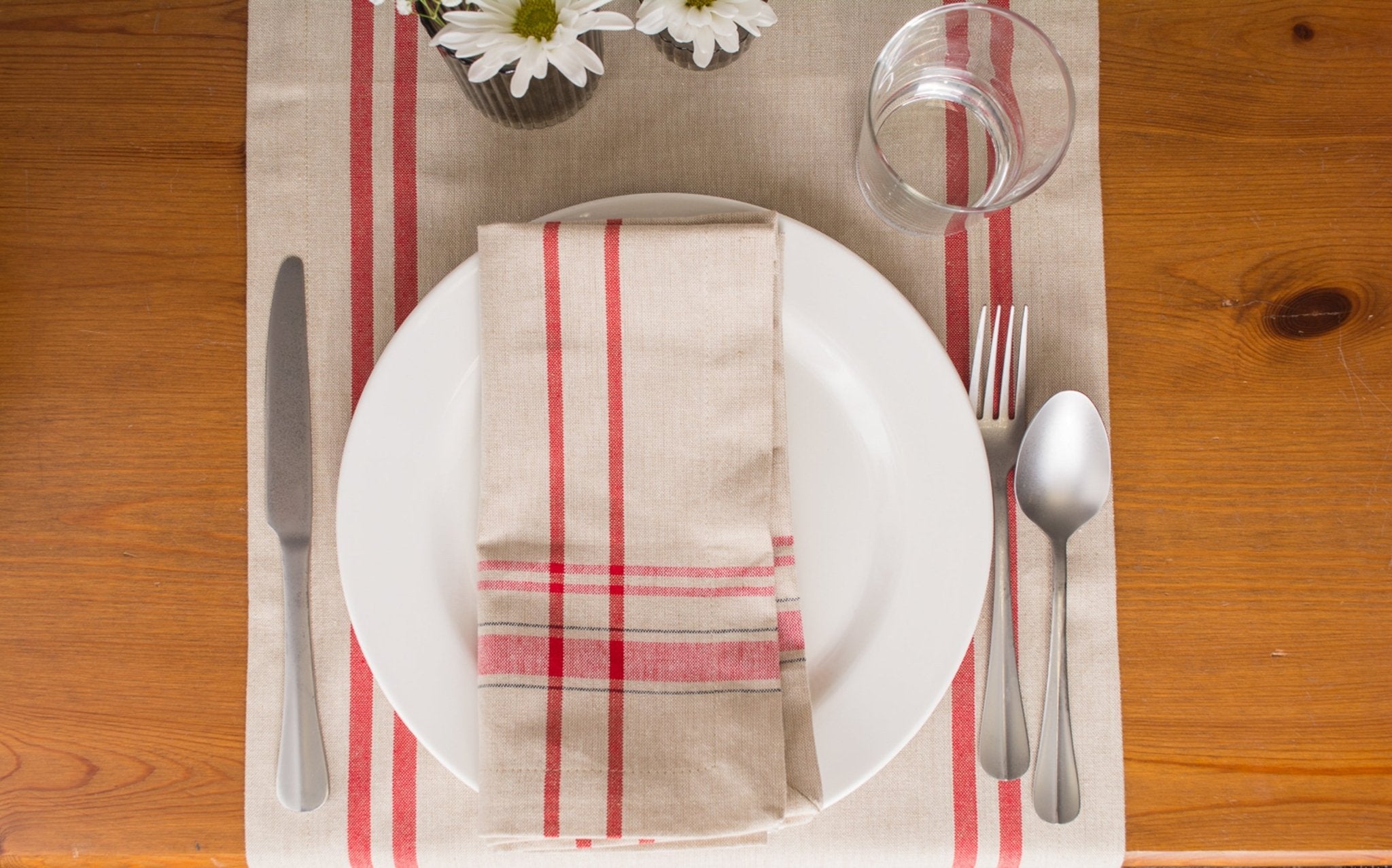 Tango Red French Stripe Table Runner 14X72 - Table Runners