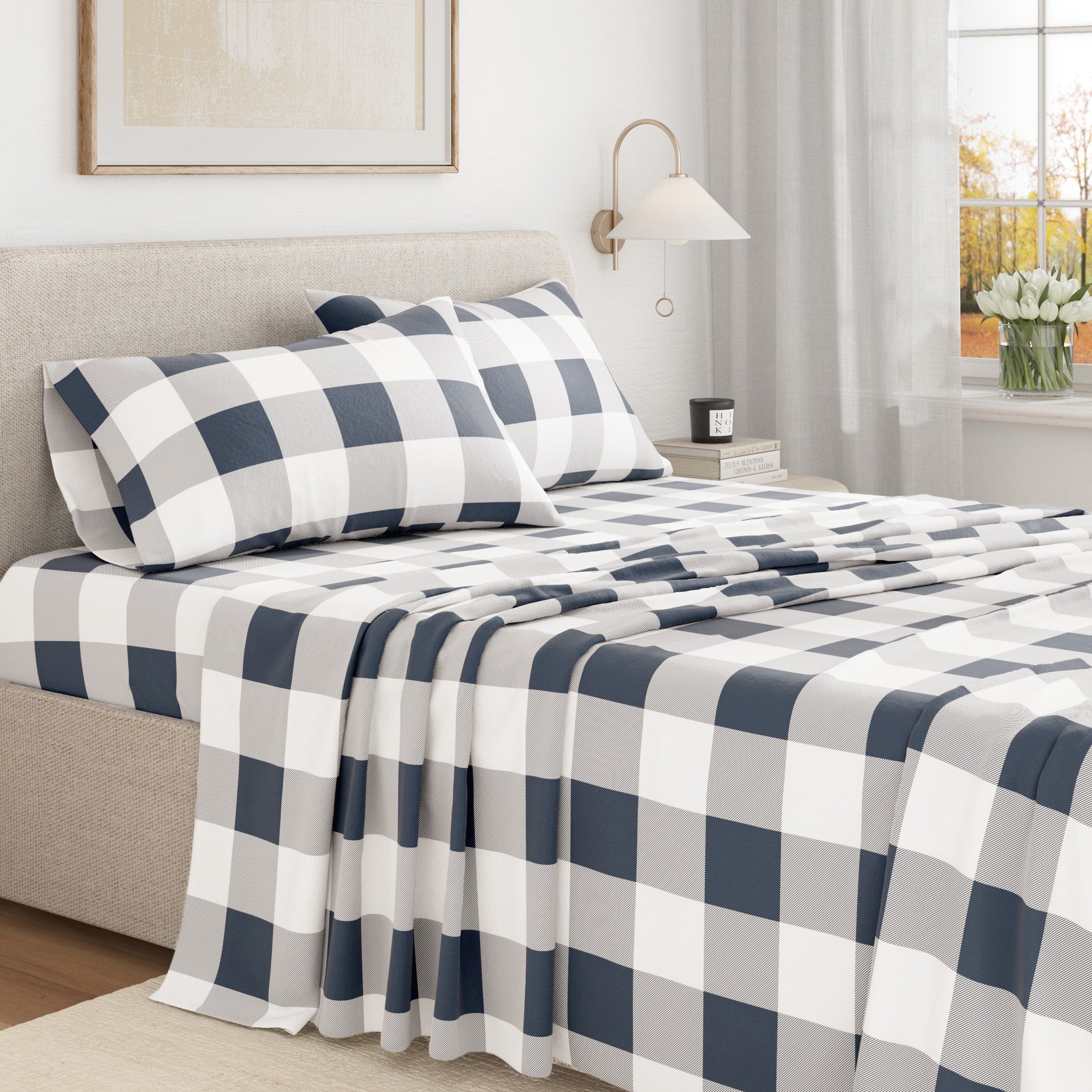 100% Turkish Cotton Plaid Flannel Sheet Sets