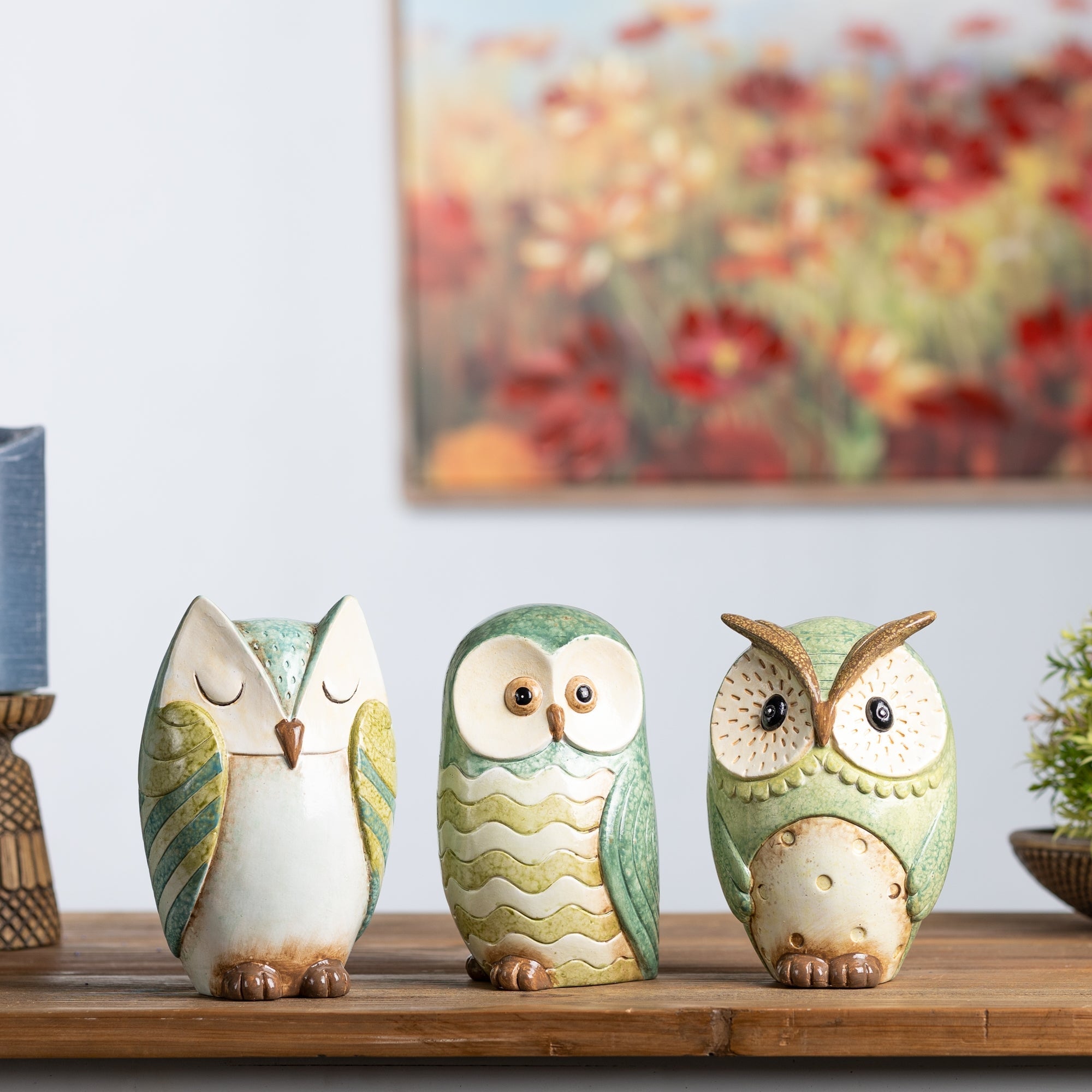 Terra Cotta Owl Figurine (Set of 3) - Decor & Accessories