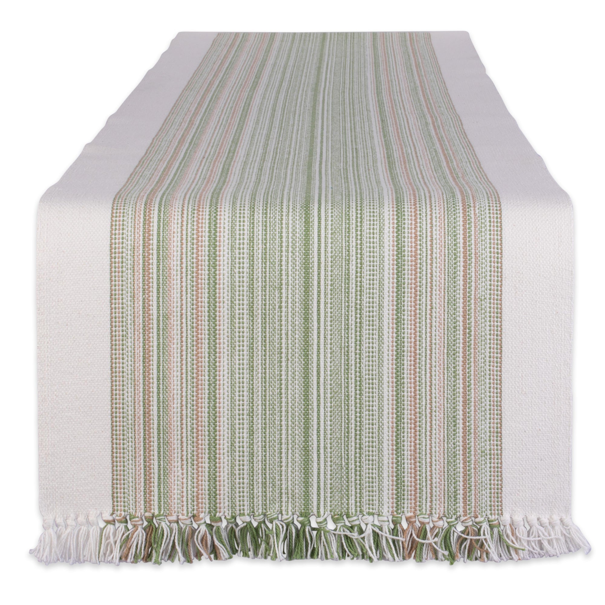 Thyme Striped Fringe Ribbed Table Runner 14X108 - Table Runners