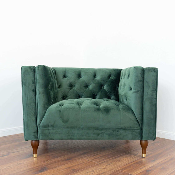 Tufted Back Velvet Lounge Chair - Accent Chairs