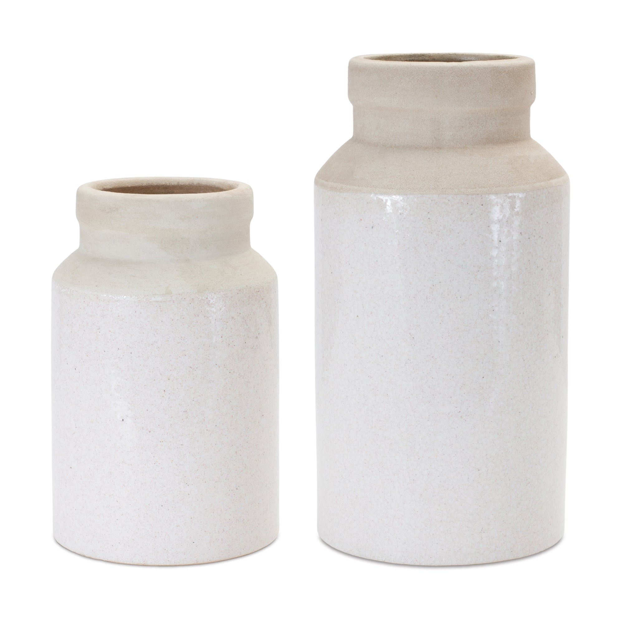 Two Tone Stoneware Vase, Set of 2 - Vases