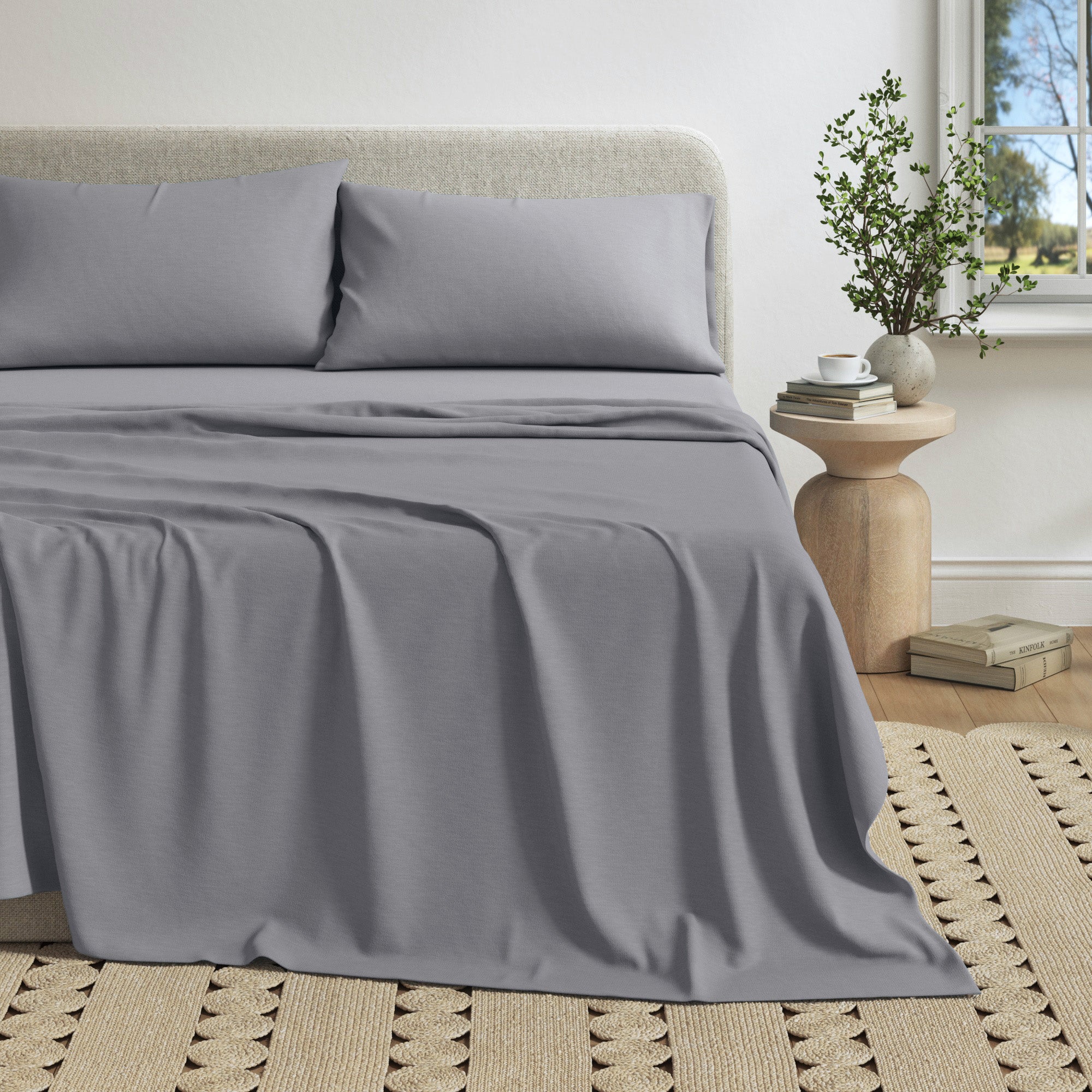 Cotton Heathered Melange Jersey Knit Sheet Set
