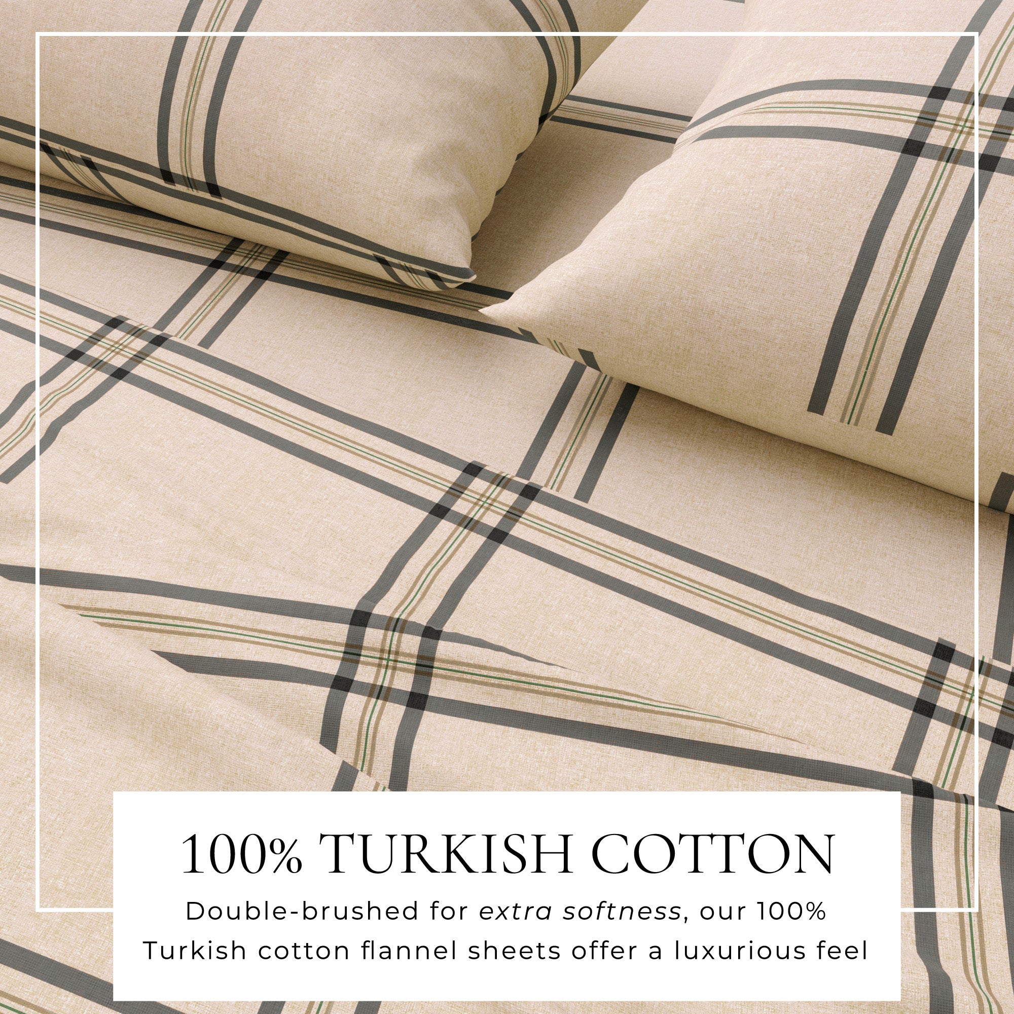 100% Turkish Cotton Plaid Flannel Sheet Sets