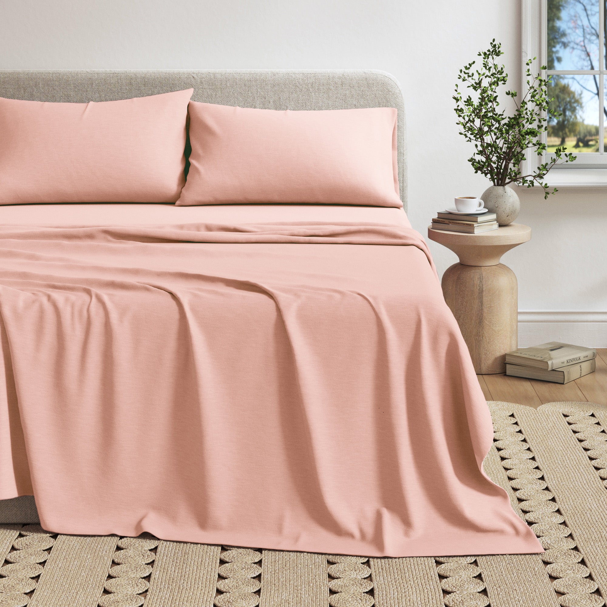 Cotton Heathered Melange Jersey Knit Sheet Set