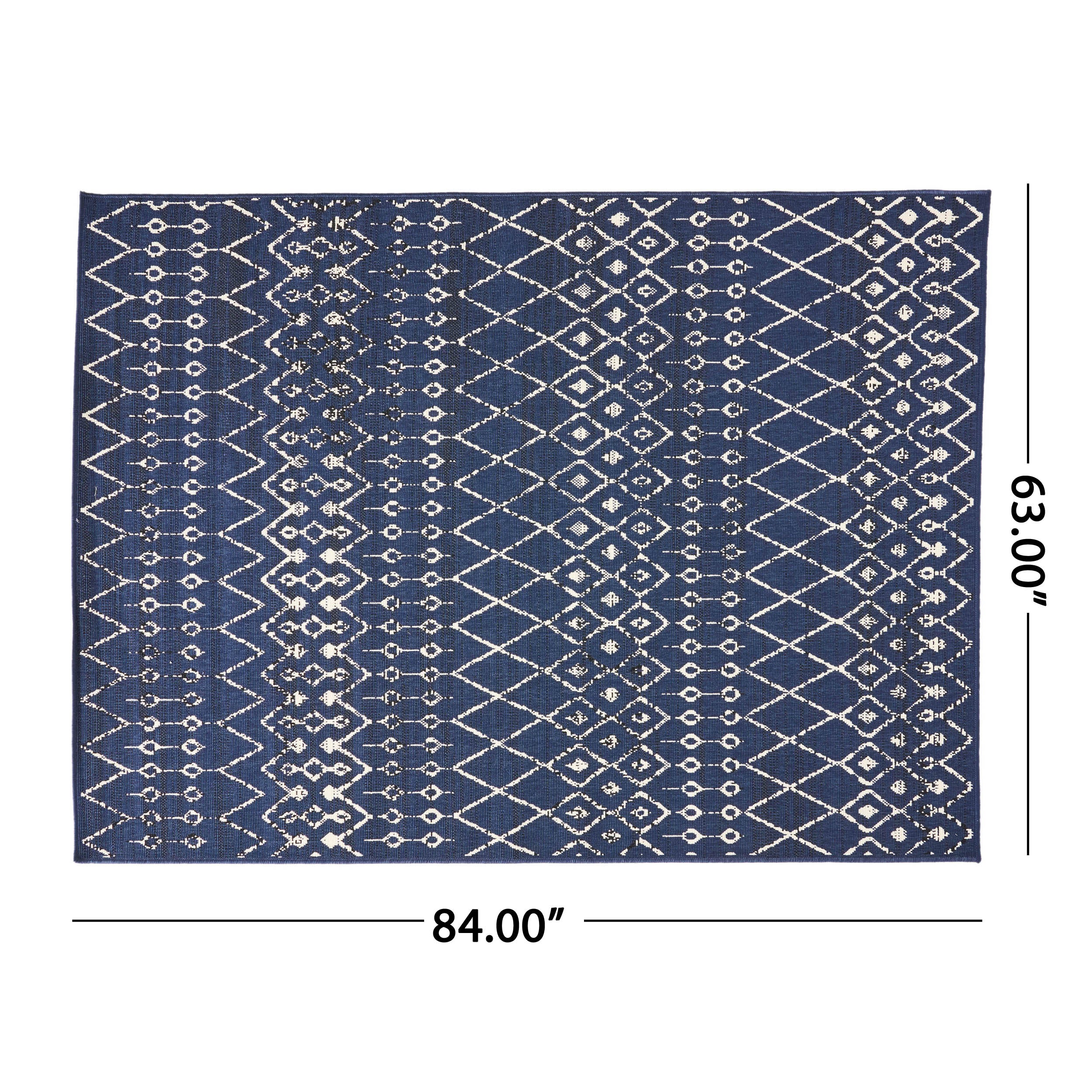 Calamity Navy Boho 63" x 84" Polypropylene Outdoor Area Rug