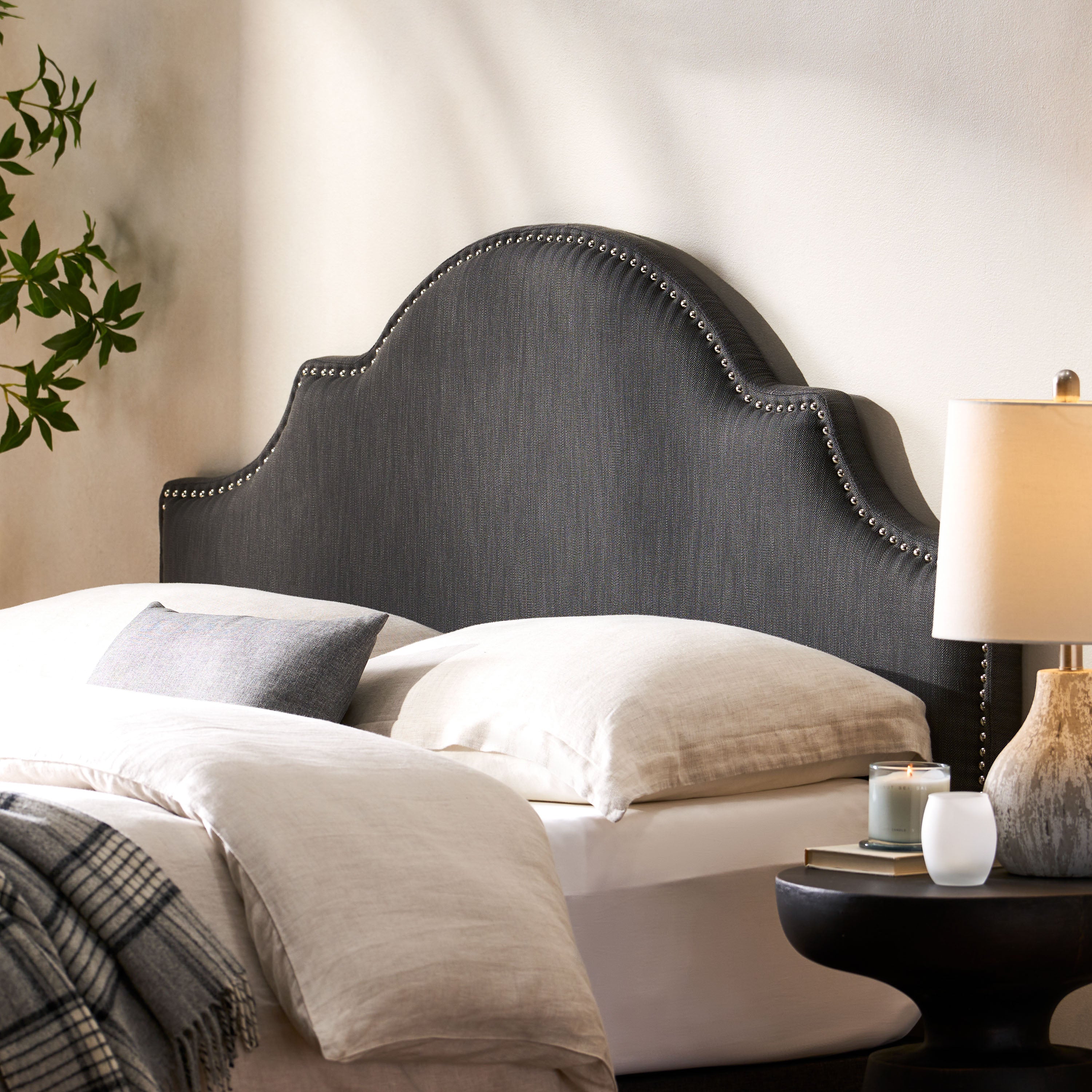 Upholstered Nailhead Trim Headboard - Thumbnail 5