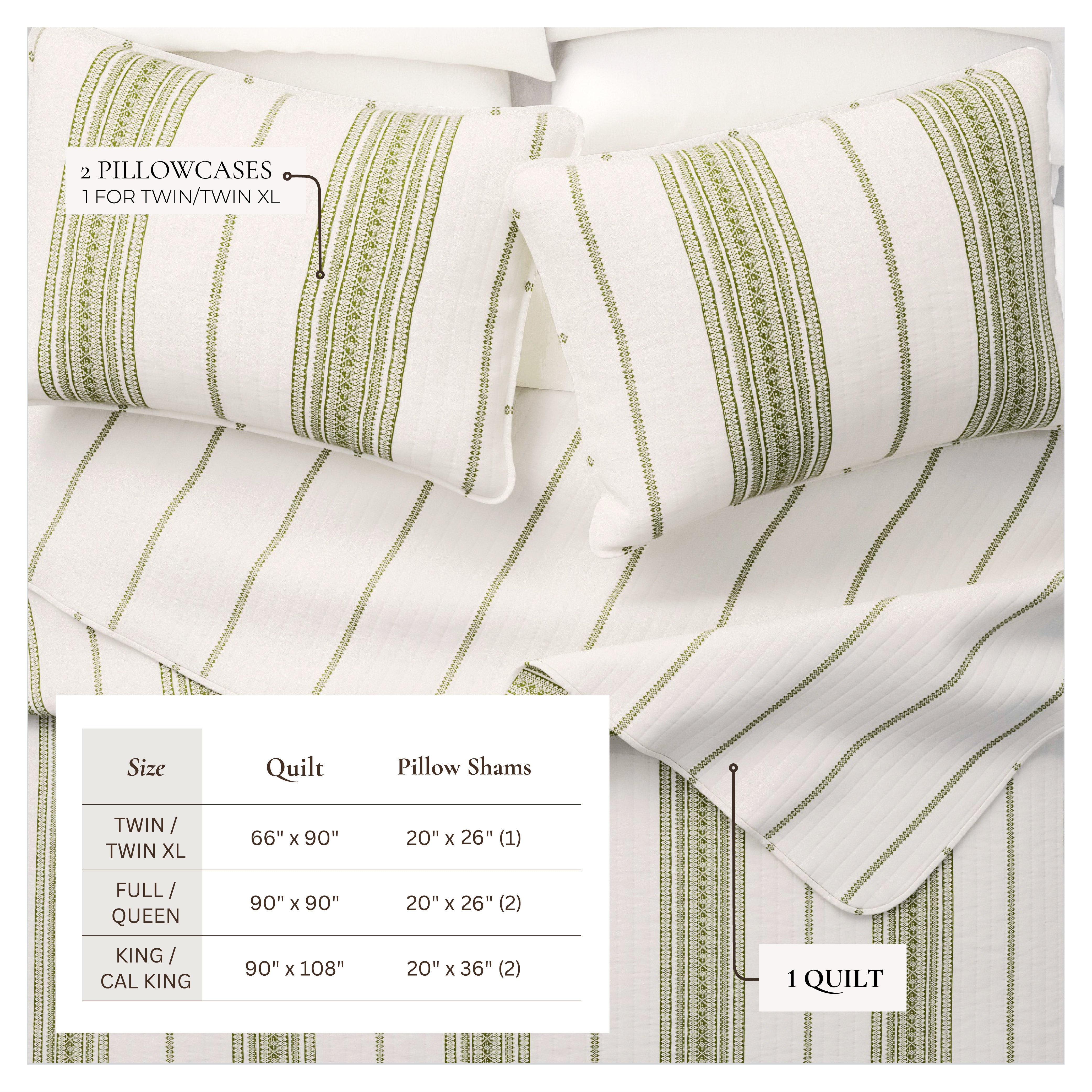 Striped Farmhouse Reversible Quilt Set with Shams