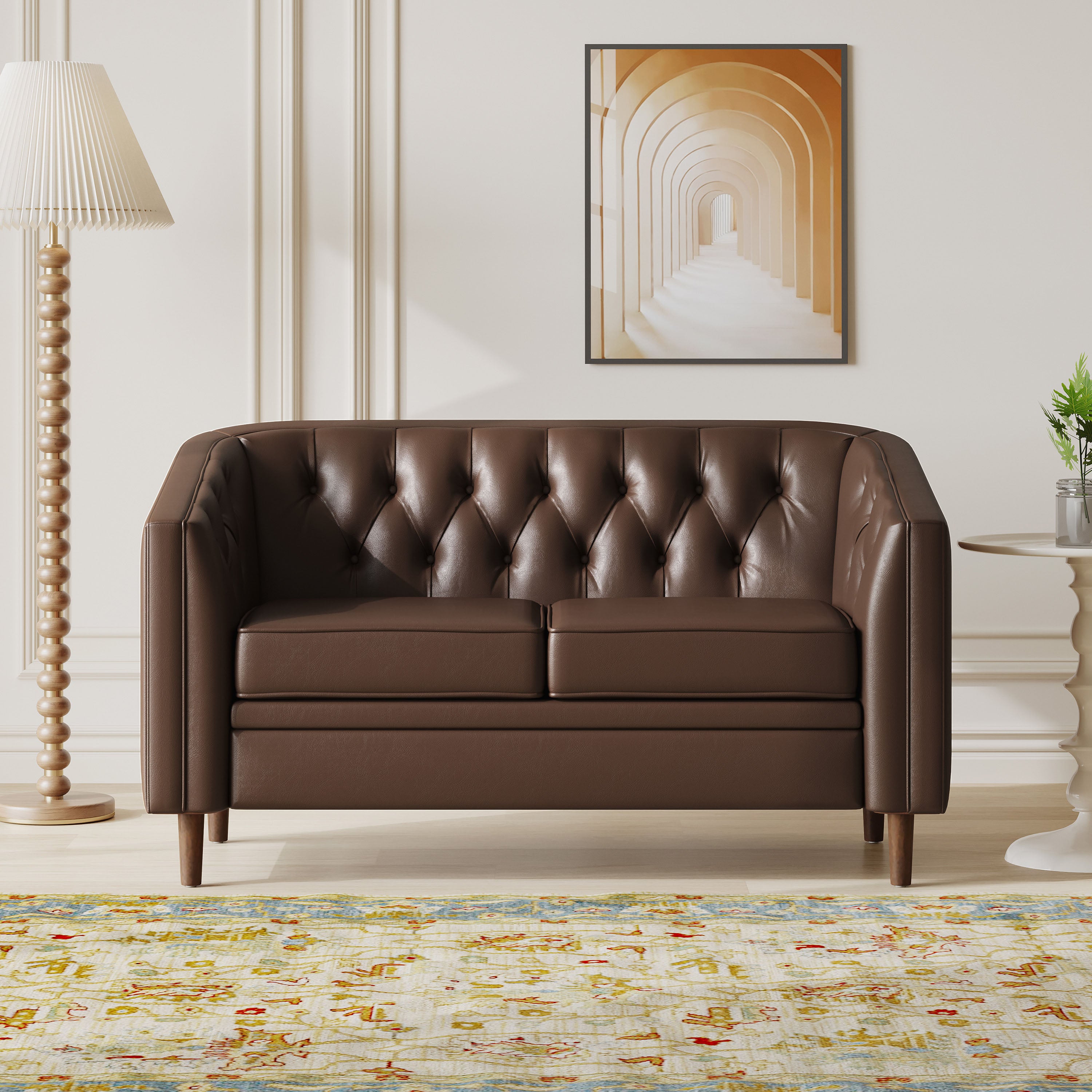 Sophisticated Loveseat with Diamond-Stitched Detailing