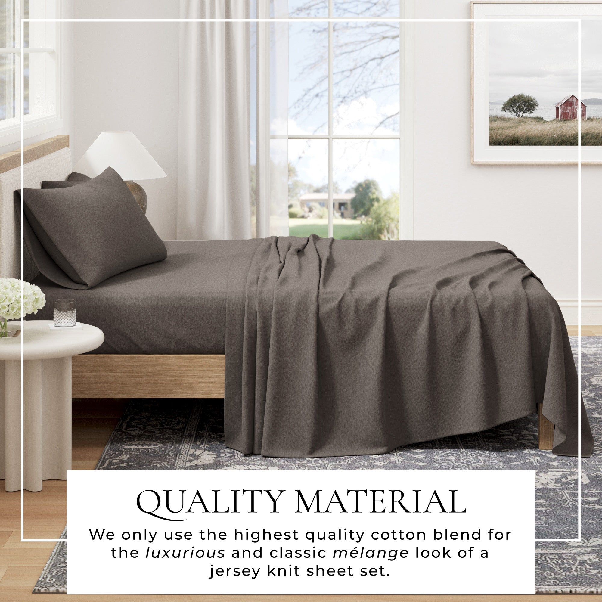 Cotton Heathered Melange Jersey Knit Sheet Set