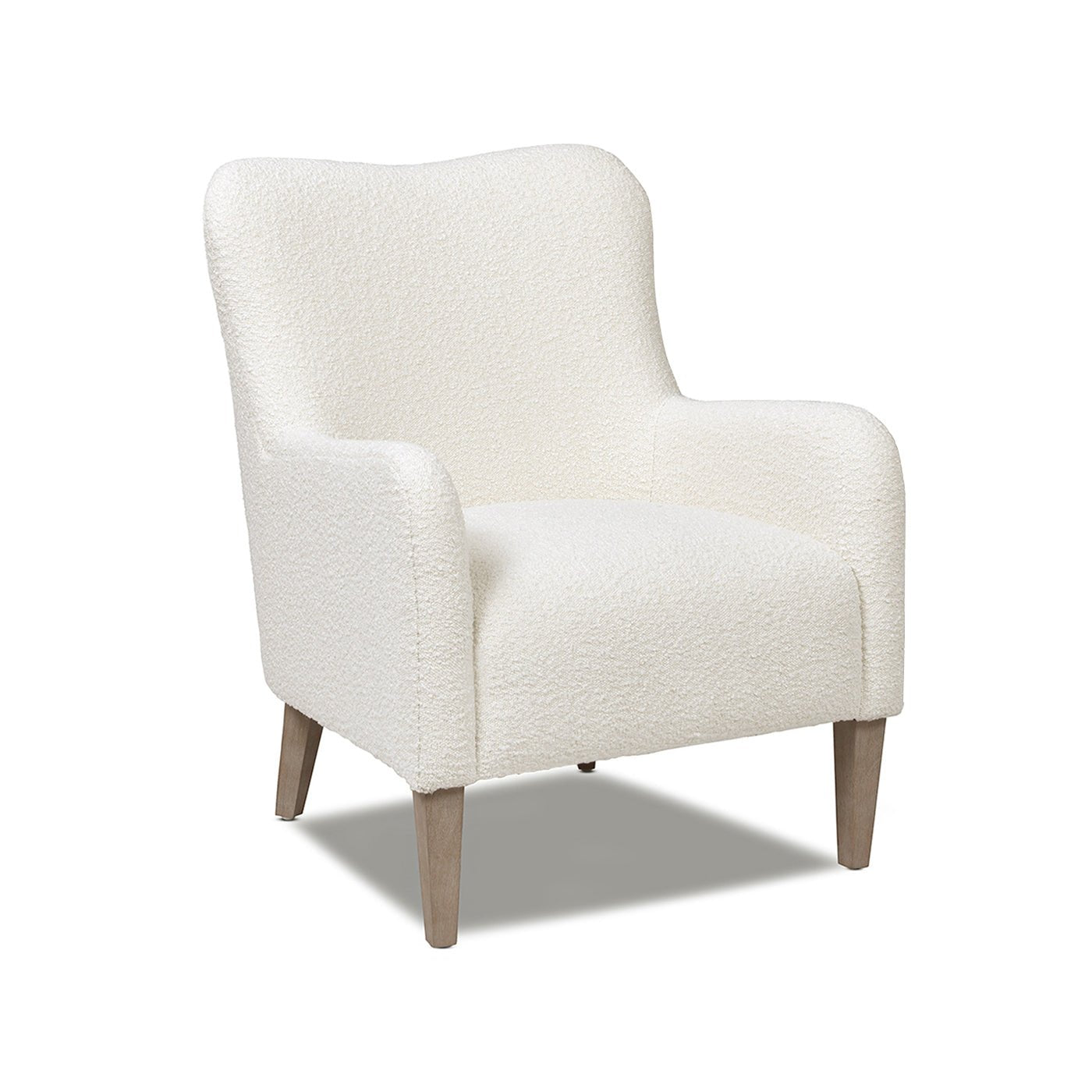 Upholstered Accent Chair with Curved Arms and Wood Legs - Accent Chairs
