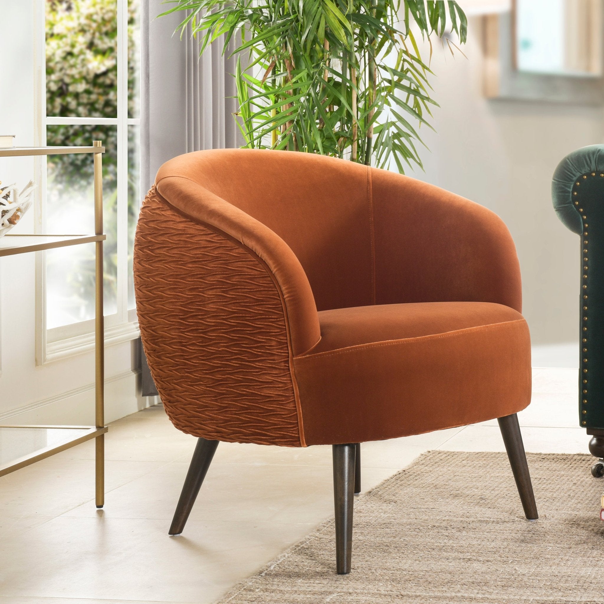 Upholstered Accent Chair with Curved Back - Accent Chairs