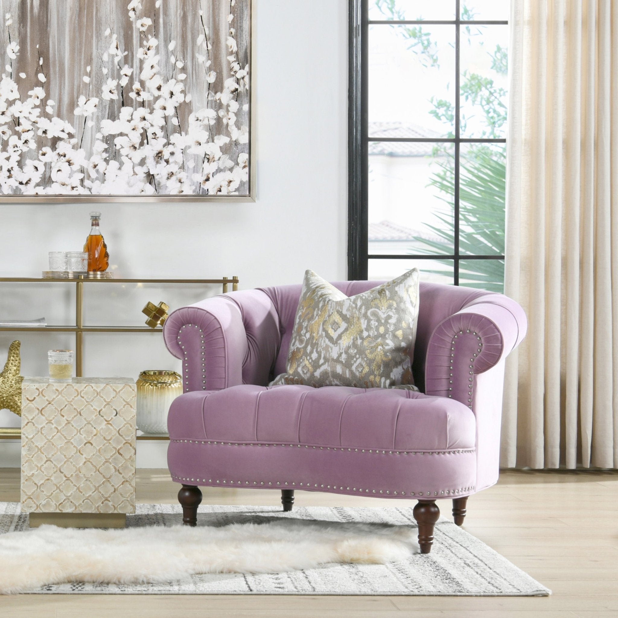 Upholstered Accent Chair with Rolled Arms and Nailhead Trim - Accent Chairs