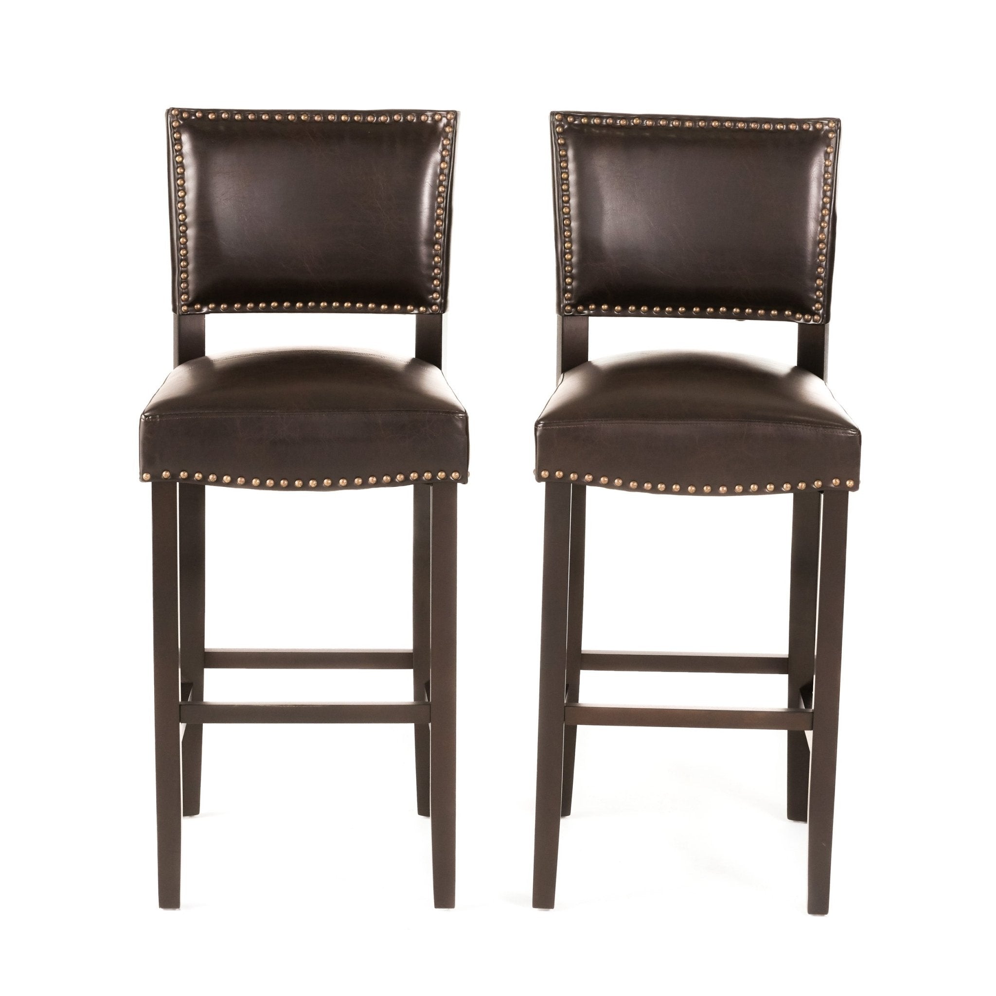 Upholstered Barstool with Open Back and Nail Head Trim - Bar Stool