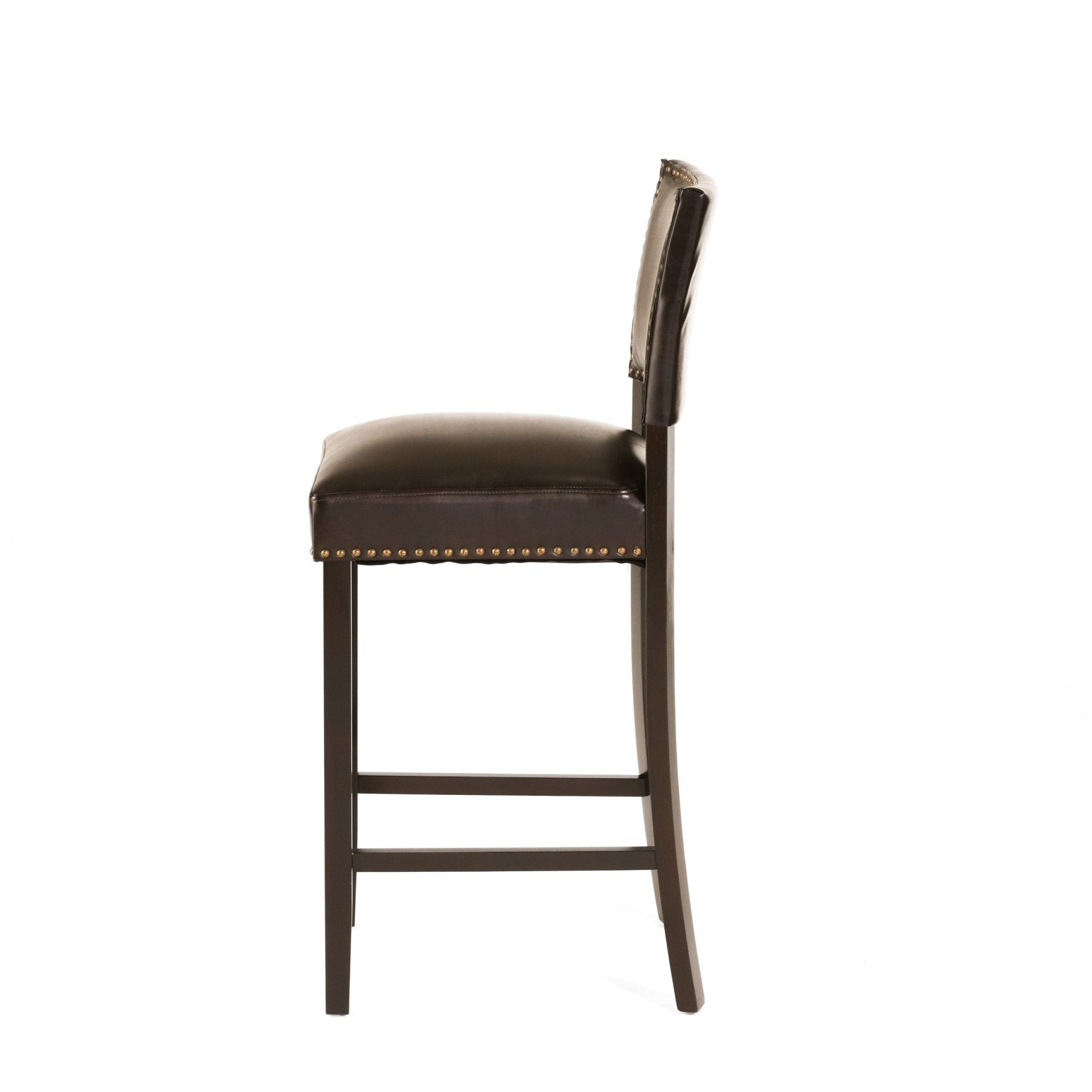 Upholstered Barstool with Open Back and Nail Head Trim - Bar Stool