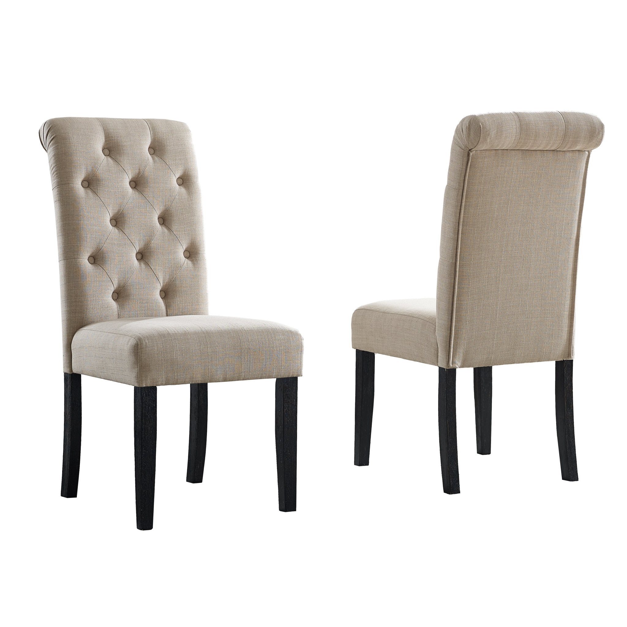 Upholstered Button - Tufted Dining Chair with Armless Design and Rolled Back, Set of 2 - Dining Chairs