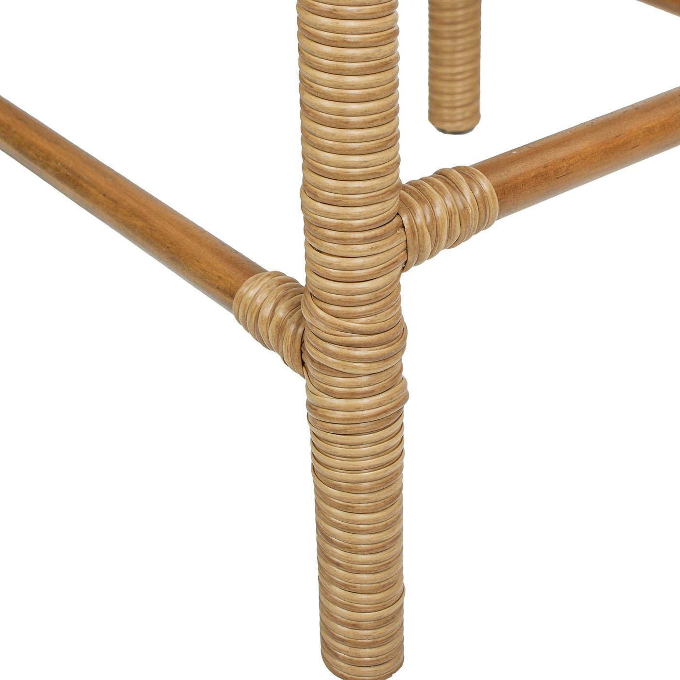 Upholstered Counter Stool with Resin Rattan Frame and Backless Design - Counter Stools