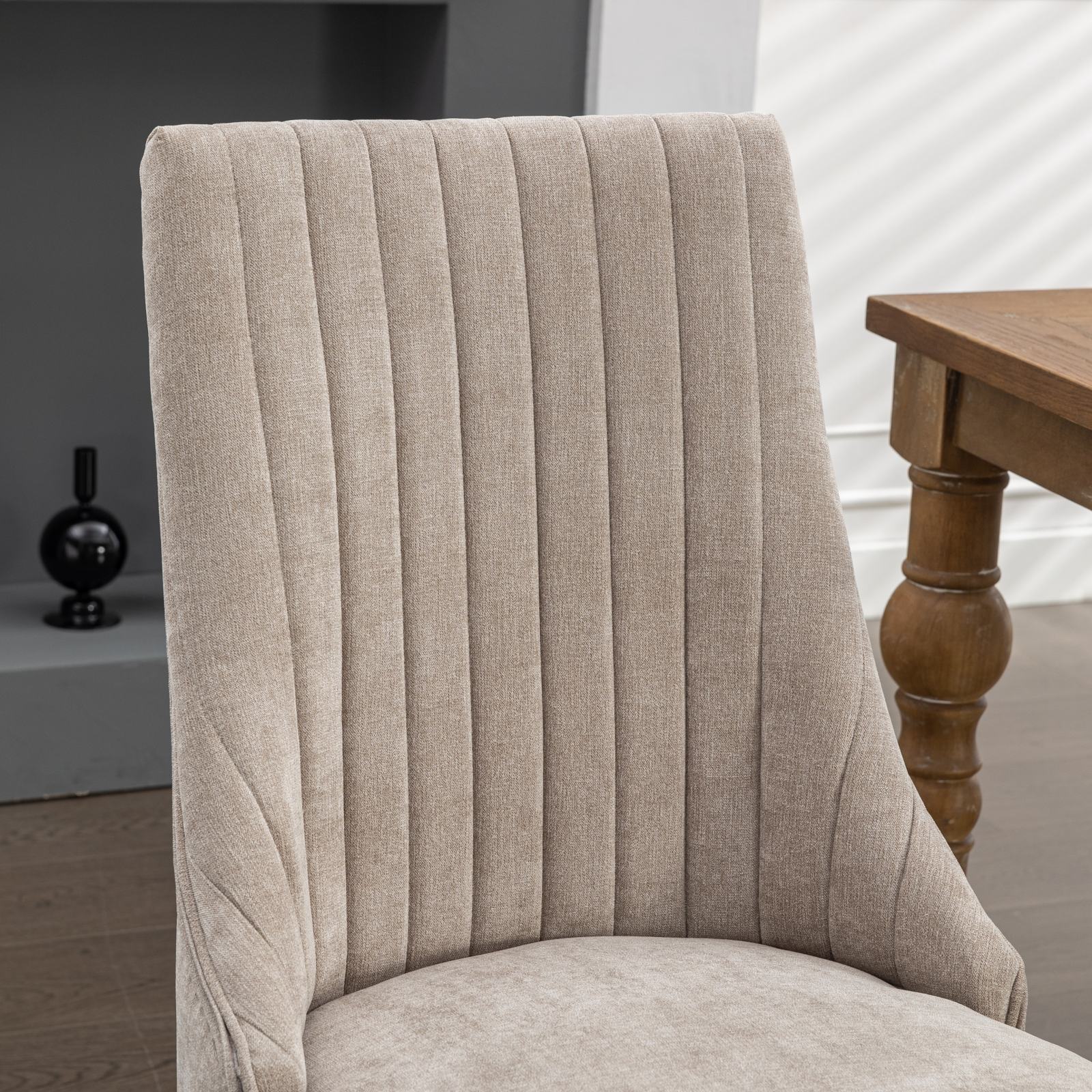 Upholstered Dining Chair with Curved Legs and High Backs, Set of 2 - Dining Chairs