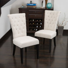 Upholstered Dining Chair with Diamond Tufted and Solid Wood Legs, Set of 2 - Dining Chairs