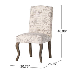 Upholstered Dining Chair with French Handwriting Design Pattern - Dining Chairs