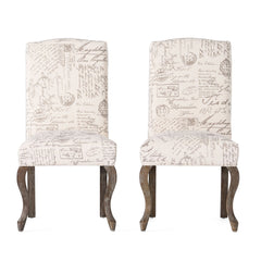 Upholstered Dining Chair with French Handwriting Design Pattern - Dining Chairs