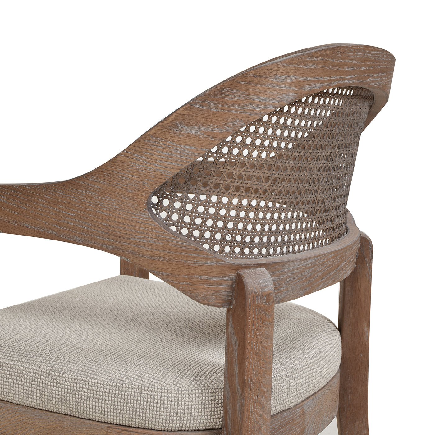 Upholstered Dining Chair with Rattan Back and Wood Frame - Dining Chairs