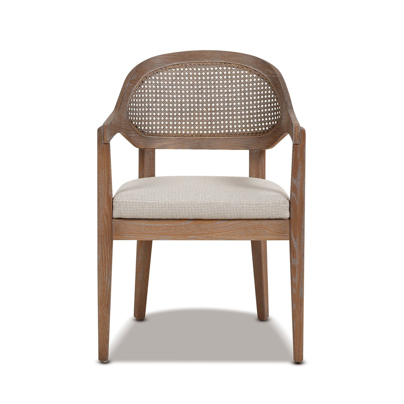 Upholstered Dining Chair with Rattan Back and Wood Frame - Dining Chairs