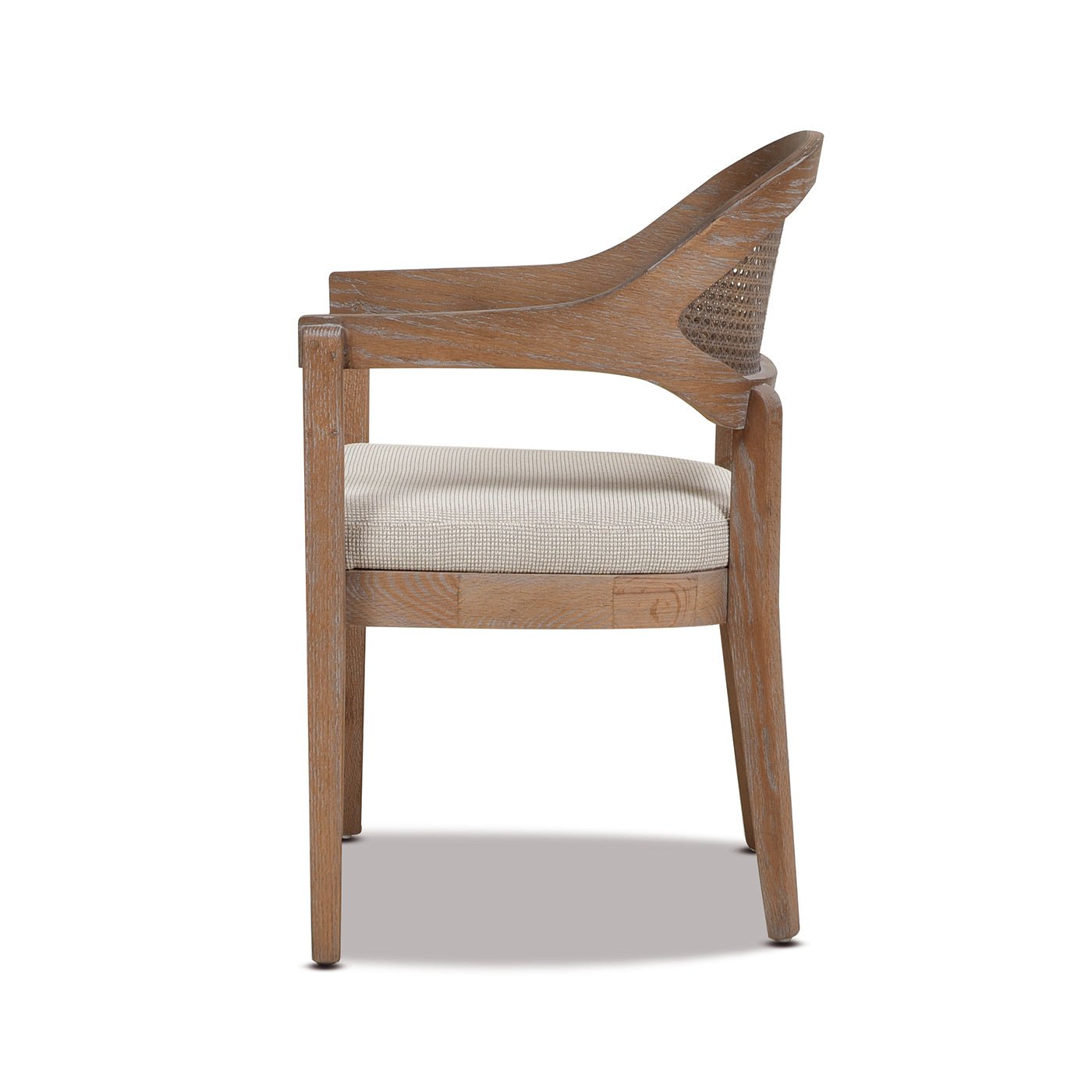 Upholstered Dining Chair with Rattan Back and Wood Frame - Dining Chairs