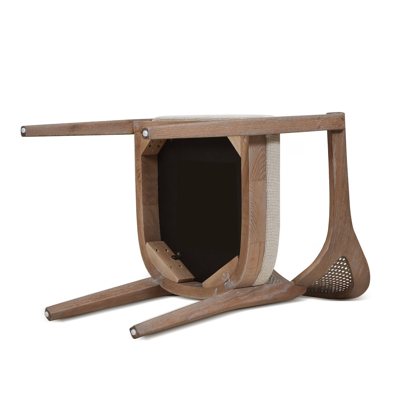 Upholstered Dining Chair with Rattan Back and Wood Frame - Dining Chairs