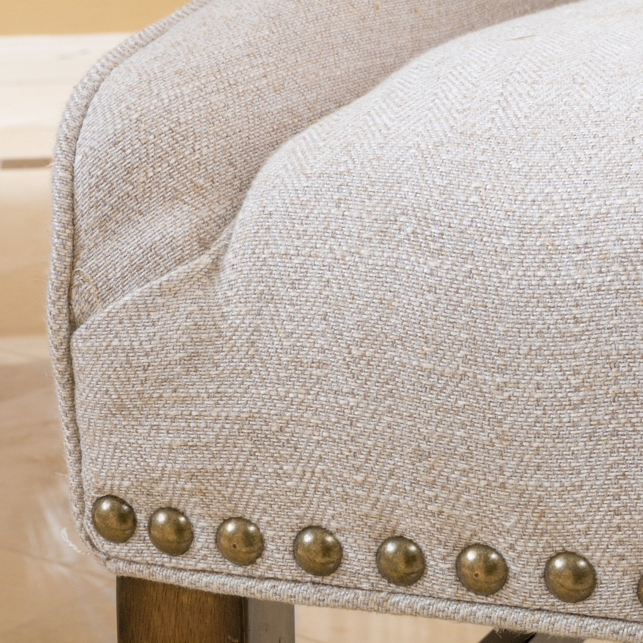 Upholstered Dining Chair with Wing Back, Slide Arm and Nail Head Trim - Dining Chairs