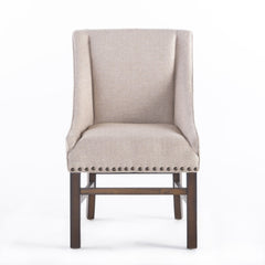 Upholstered Dining Chair with Wing Back, Slide Arm and Nail Head Trim - Dining Chairs