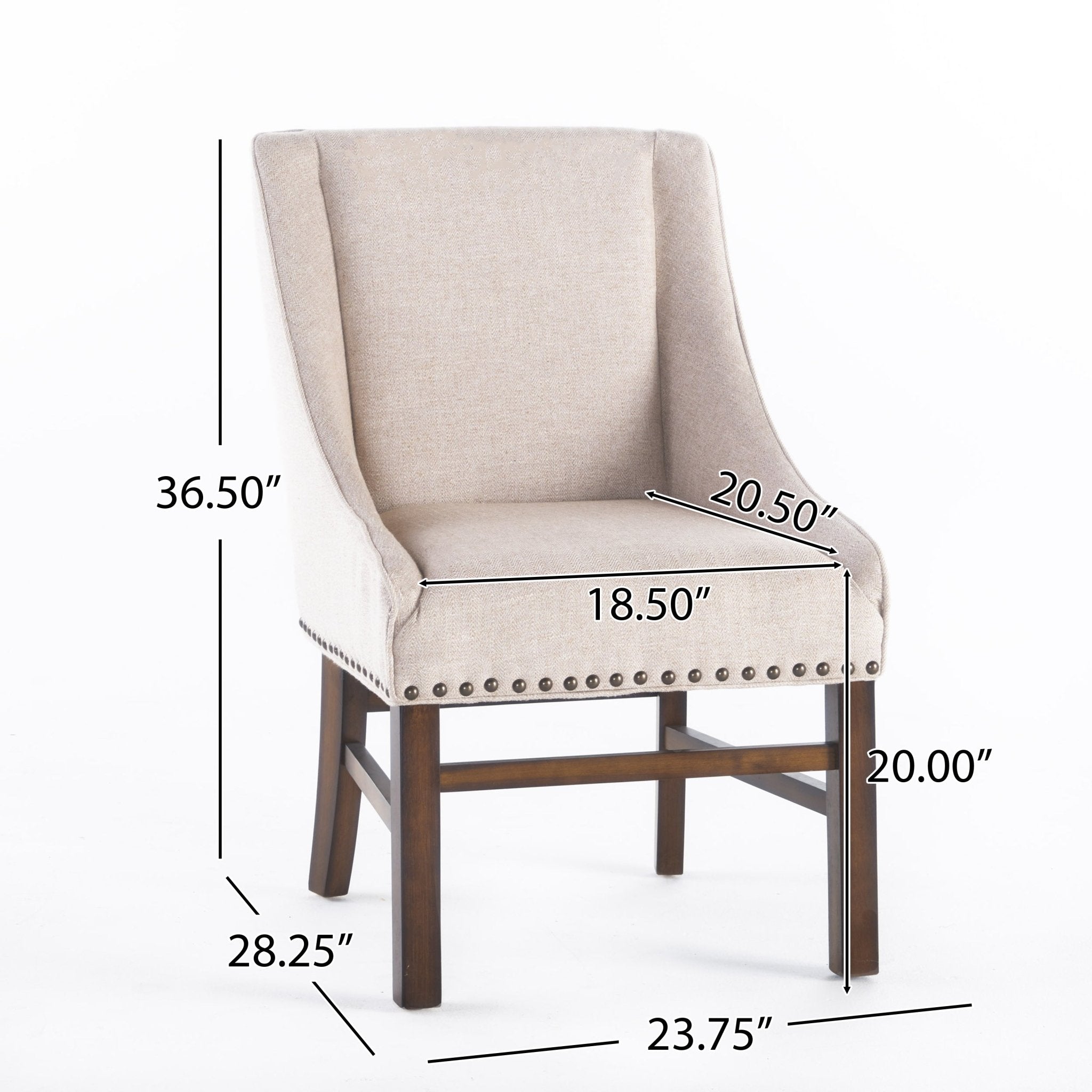 Upholstered Dining Chair with Wing Back, Slide Arm and Nail Head Trim - Dining Chairs