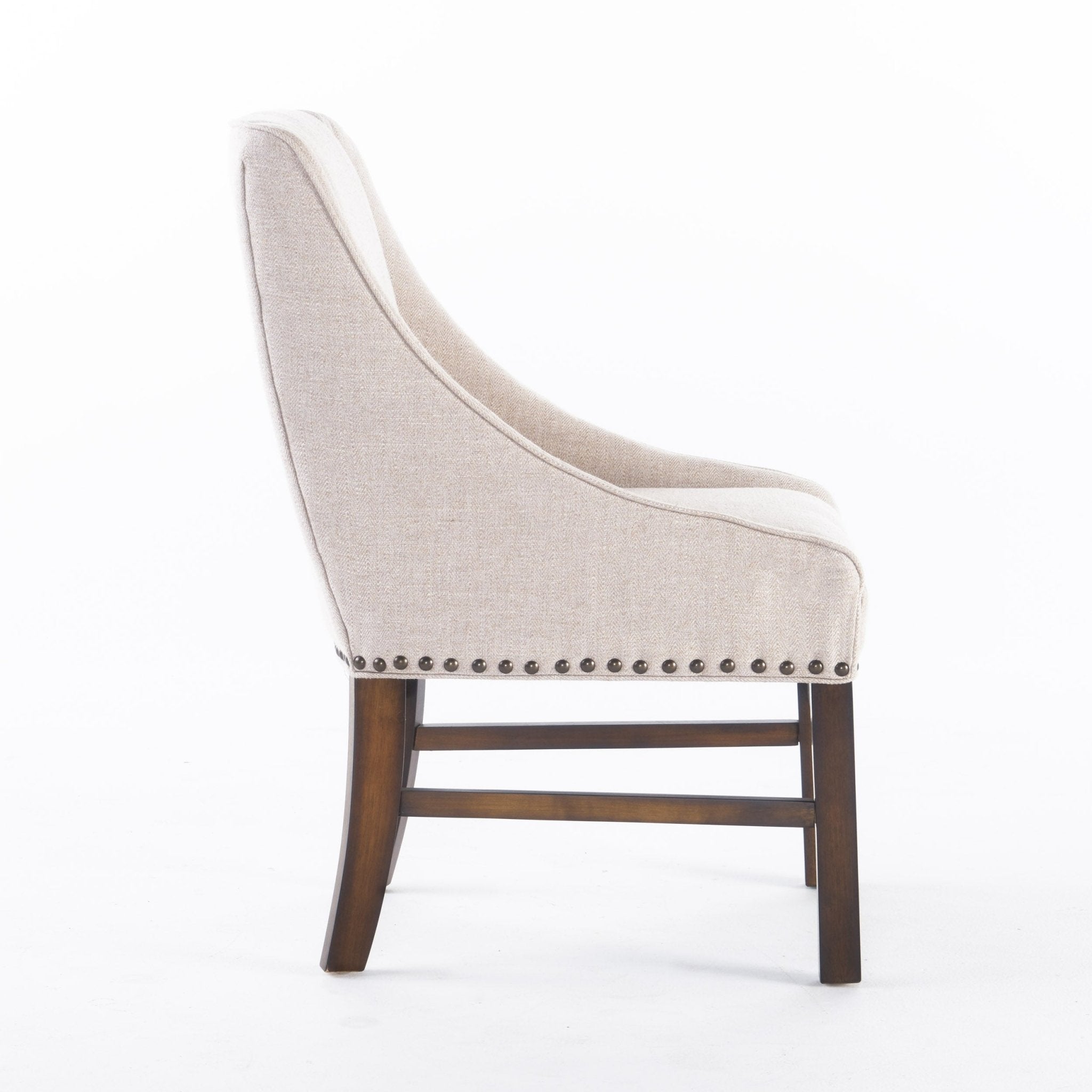 Upholstered Dining Chair with Wing Back, Slide Arm and Nail Head Trim - Dining Chairs