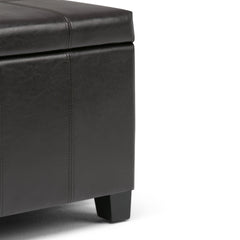 Upholstered Faux Leather Storage Ottoman with Stitching Detail - Ottomans