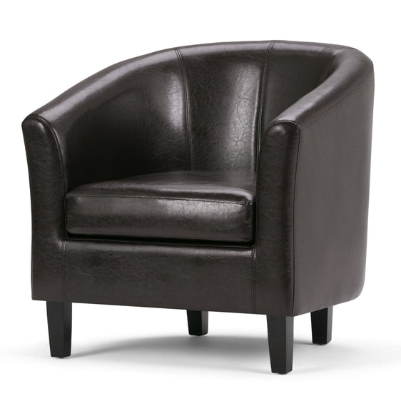 Upholstered Faux Leather Tub Chair with Curved Back and Removable Seat Cushion - Accent Chairs