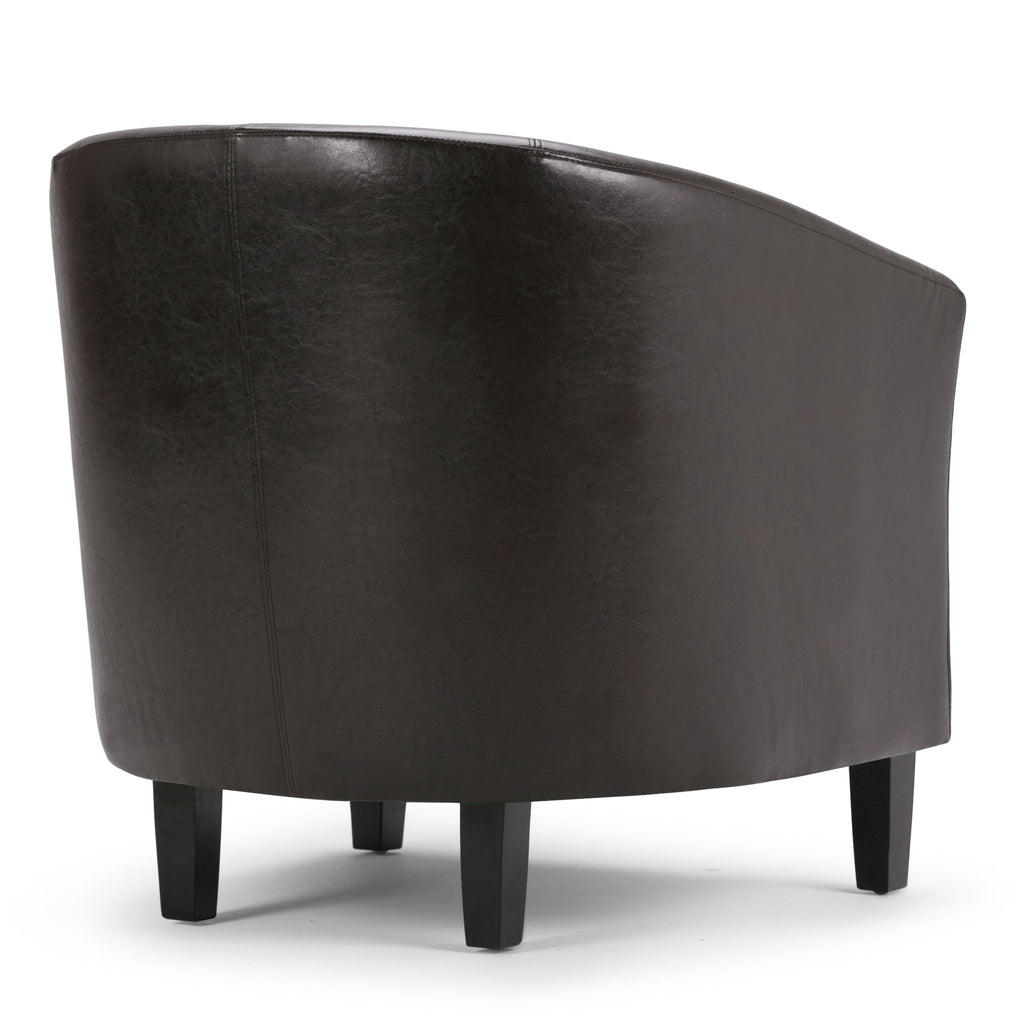 Upholstered Faux Leather Tub Chair with Curved Back and Removable Seat ...