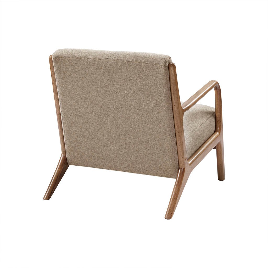 Upholstered Lounge Chair with Curved Arms and Solid Wood Frame - Accent Chairs