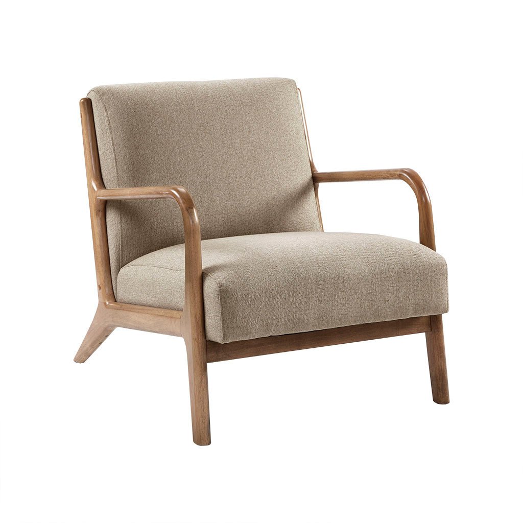 Upholstered Lounge Chair with Curved Arms and Solid Wood Frame - Accent Chairs