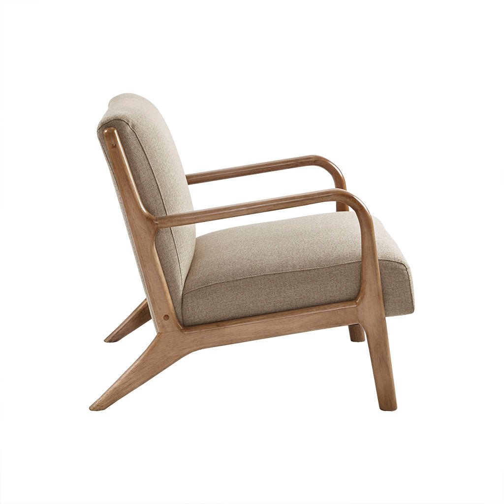 Upholstered Lounge Chair with Curved Arms and Solid Wood Frame - Accent Chairs