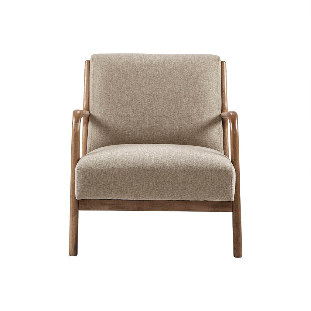 Upholstered Lounge Chair with Curved Arms and Solid Wood Frame - Accent Chairs