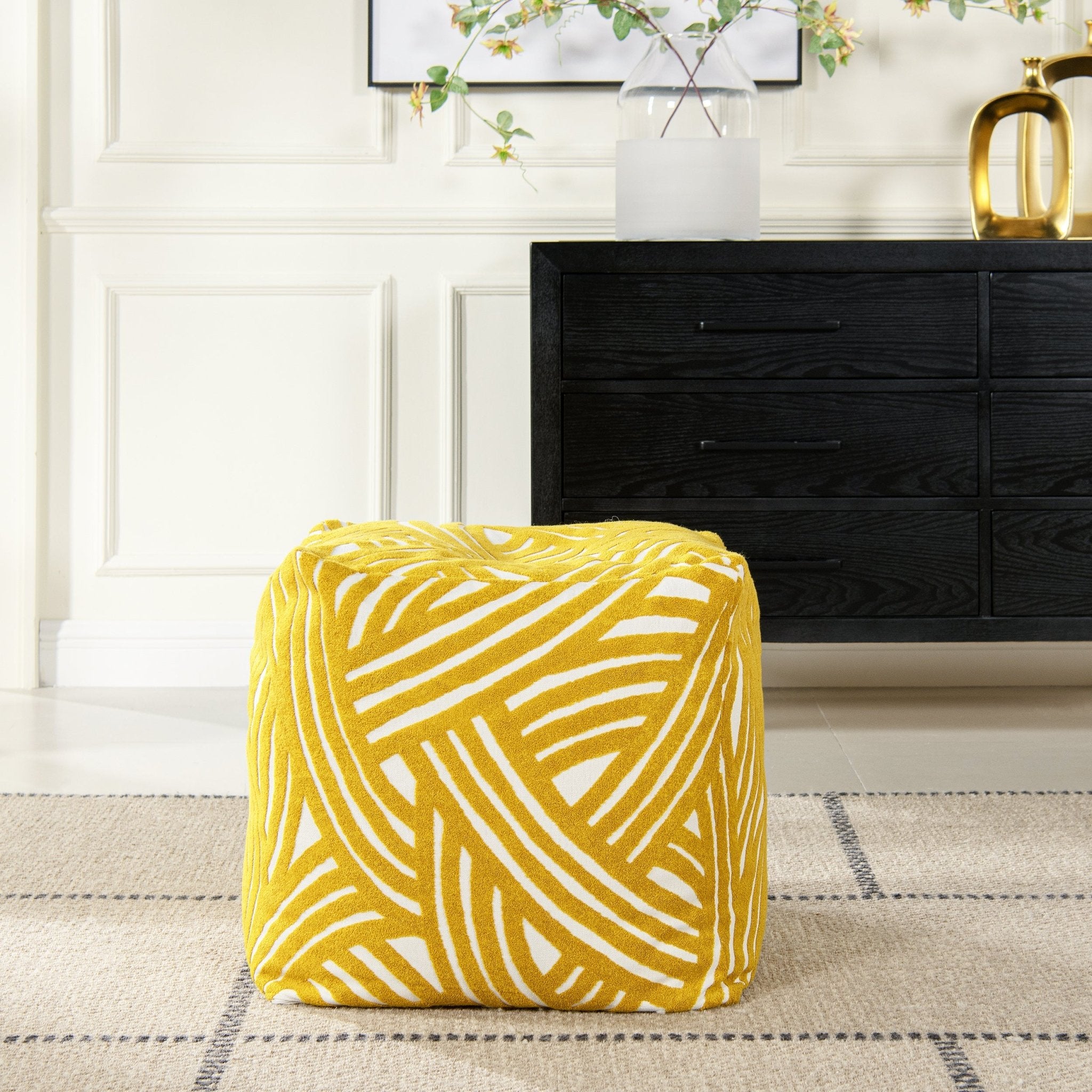 Upholstered Ottoman with Invisible Zipper - Ottomans