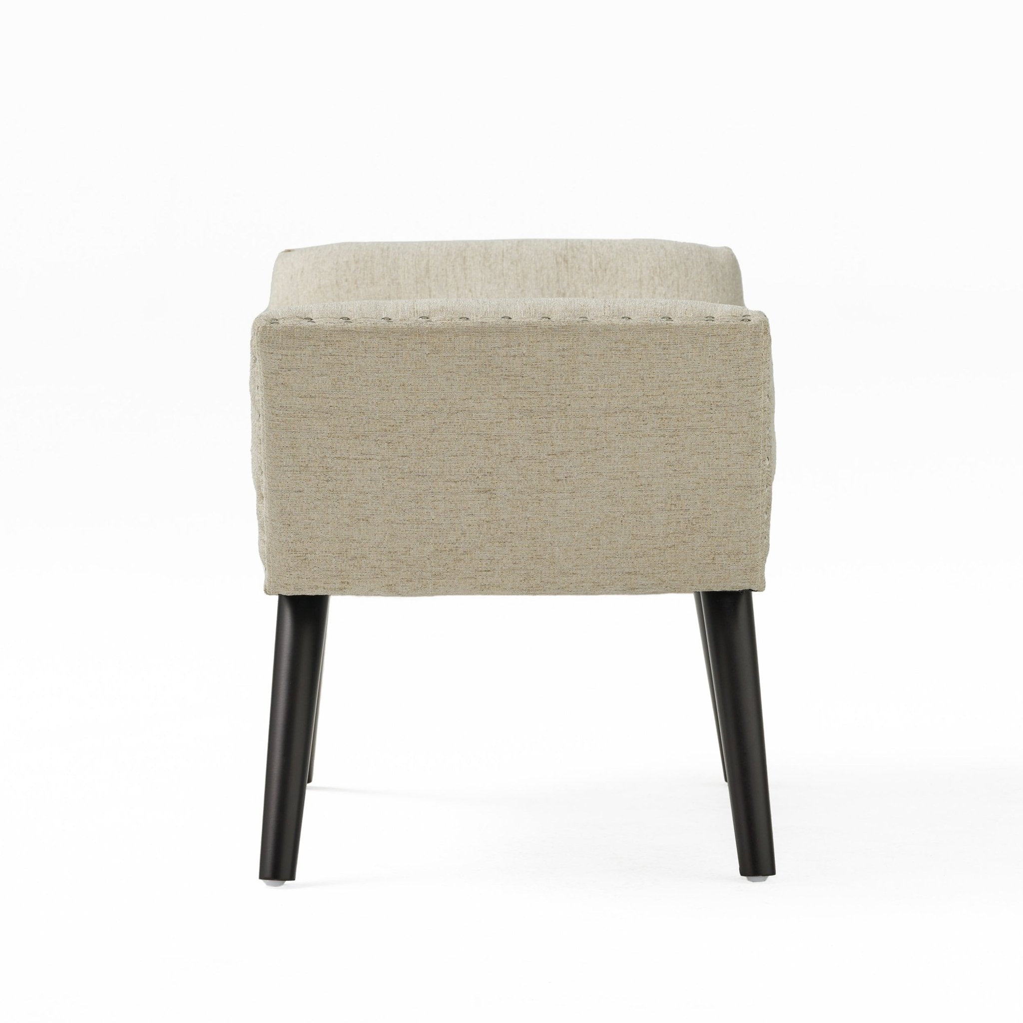 Upholstered Ottoman with Nail Head Trim and Flared Arm - Ottomans